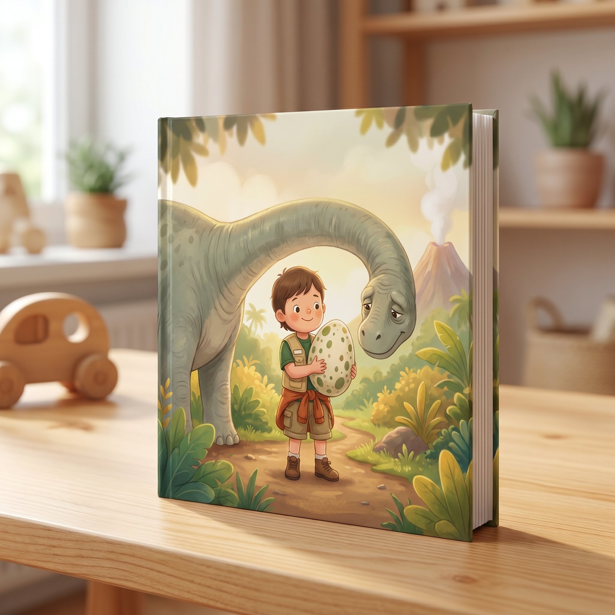 «Lina und das letzte Dino-Ei» als gebundenes Hardcover-Buch auf einem Tisch