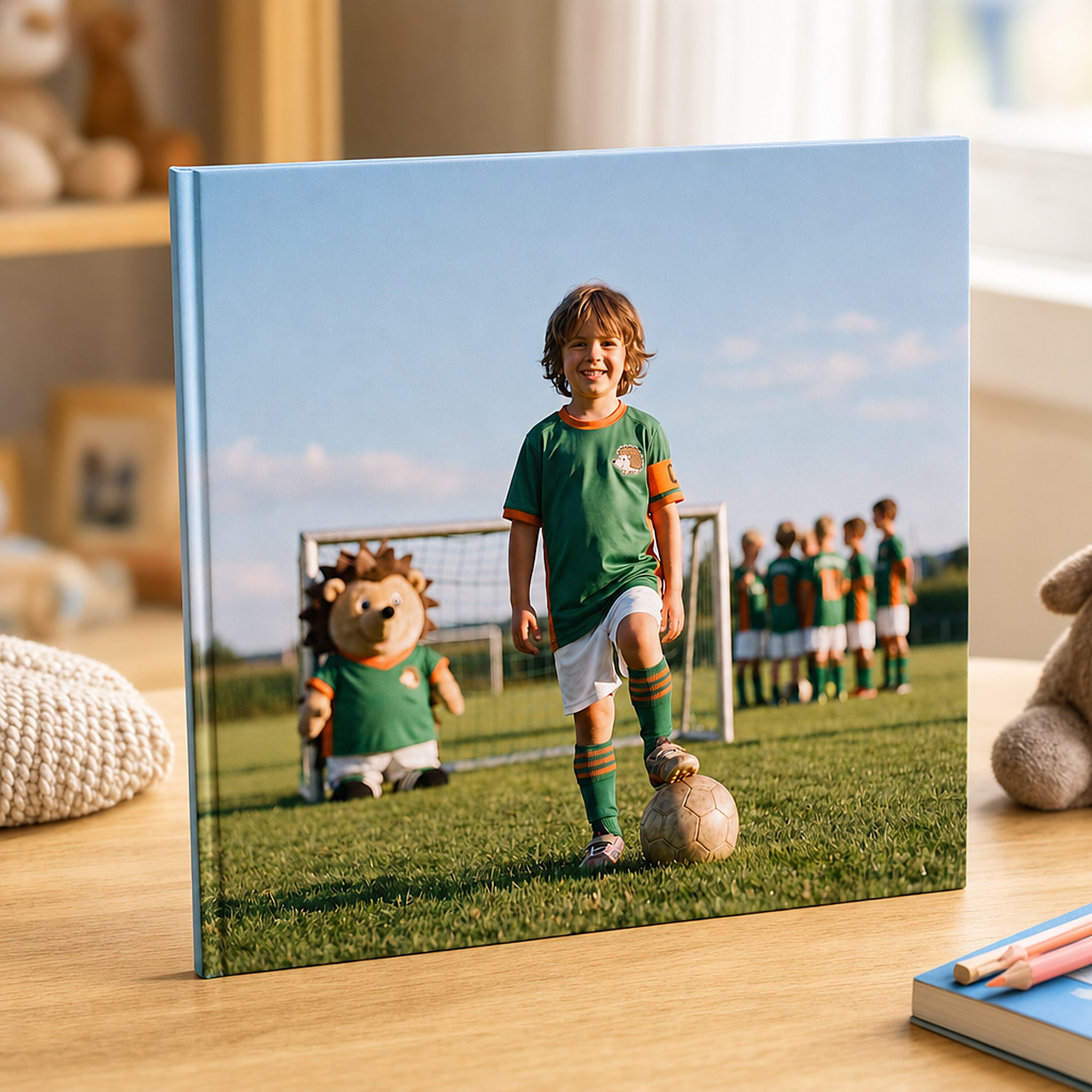 «Lina und das grosse Spiel» als gebundenes Hardcover-Buch auf einem Tisch