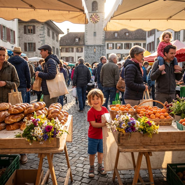 Beispielseite: Am Märt zwischen Zopf und Aprikosen